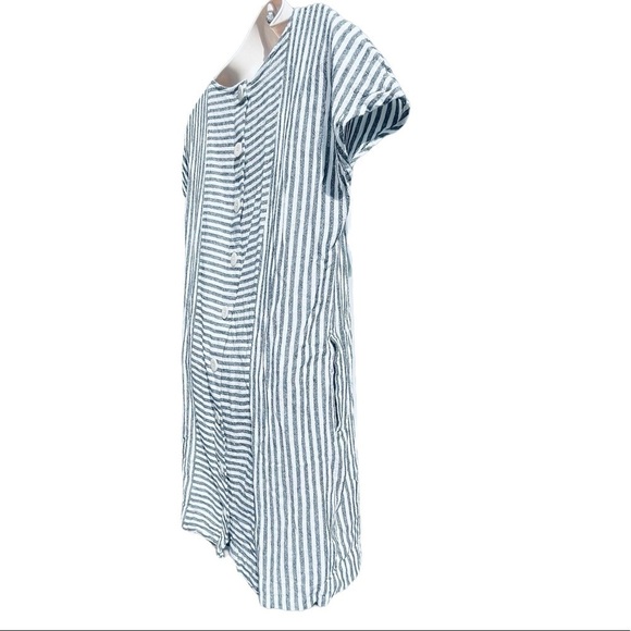 Mini Dress MADEWELL Stripe-Play Button-Back Tee Linen xsmall style g5305 - Picture 5 of 13